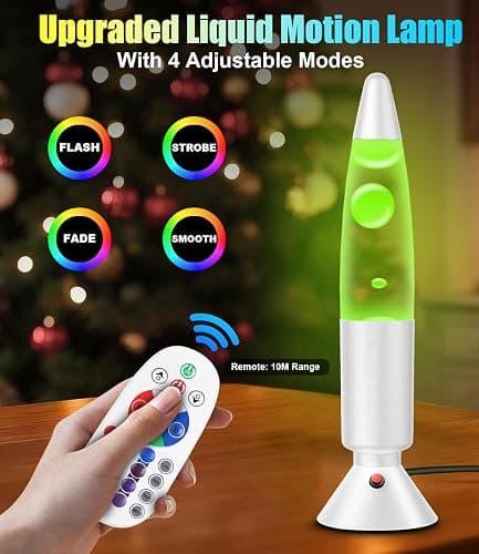 PHEJIE T90753-S-14-EU Lámpara líquida con cambio de color RGB de 36 cm con mando a distancia: luz ambiental con ciclo automático para dormitorios infantiles, decoración de escritorios de oficina thumbnail 2