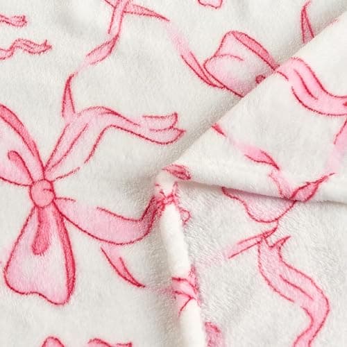 Pink Bow Baby Blankets for Girls-Soft Cute Fleece Baby Blanket-Fluffy Infant Newborn Toddler Receiving Blankets for Crib Stroller, Pink Bow Decorate Festivals Birthdays, 30x40 Inches thumbnail 2