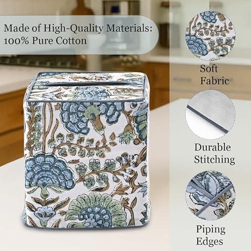 Ridhi Asparagus Green Block Print Tissue Box Cover Handmade Cotton Fabric Decorative Square Napkin Holder for Home Bedroom Living Room Bathroom Vanity Countertop Car Night Stands Office Kitchen thumbnail 3