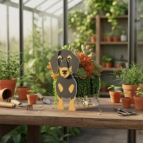 strolfay Dachshund Dog Planter, Cute Animal Shaped Plant Pot, Dog Flower Pot, Spring Planter Gifts for Women & Pet Lovers, Indoor Outdoor Garden Home Office Decor, 9.45 x 7.5 x 13.39 Inches thumbnail 3