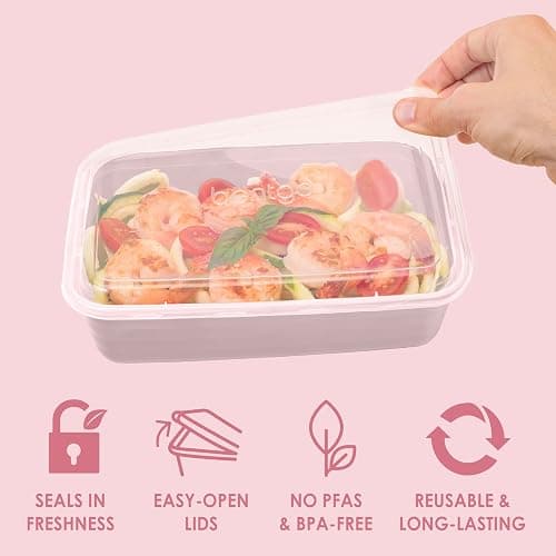 Bentgo Prep - 20-Piece 1-Compartment Reusable Meal Prep Containers with Lids, PFAS & BPA Free Materials, Durable, Microwave, Freezer, & Dishwasher Safe To Go Food Storage (Blush Pink) thumbnail 5