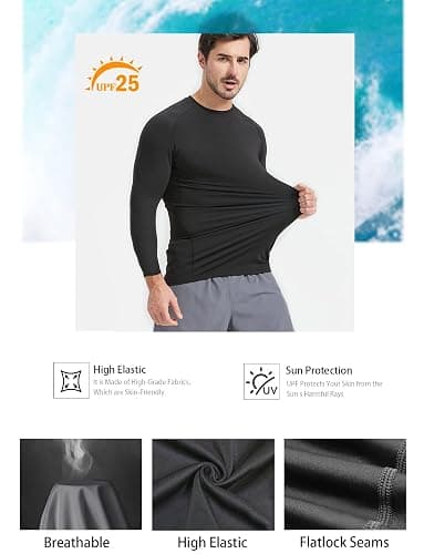 HOPLYNN 4/5 Pack Workout Compression Shirts Men Long/Short Sleeve Rash Guard Athletic Undershirt Gear T Shirt for Sports thumbnail 4