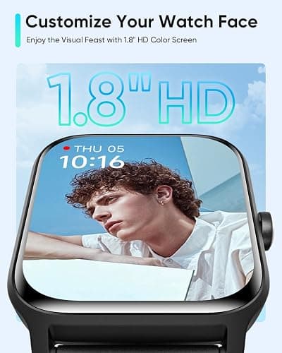 Fitpolo Smart Watches for Men Android & iPhone, Alexa Built-in [1.8" HD Screen] IP68 Waterproof Fitness Watch with Bluetooth Call (Answer/Make), Heart Rate/Sleep/SpO2 Monitor, 105+ Sports Tracker thumbnail 2