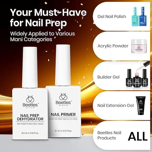 Beetles 15ml Nail Dehydrator and Primer - Acid Free & Hema-Free Natural Prep Dehydrate and Bond Primer for Acrylic Fast Dry Nail Supplies Professional Salons Christmas Set thumbnail 7