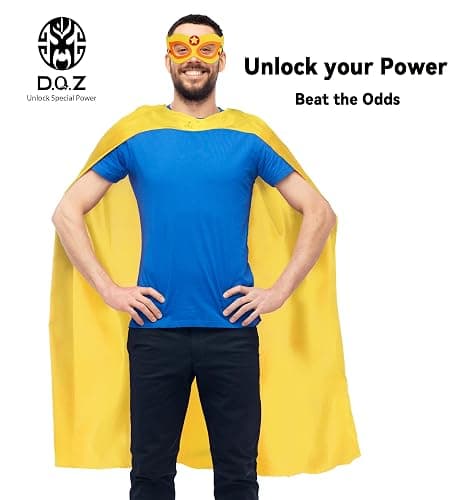 D.Q.Z Adults Superhero Cape and Mask, Men Women Super Hero Costumes, Halloween Vampire Capes - Gold thumbnail 6