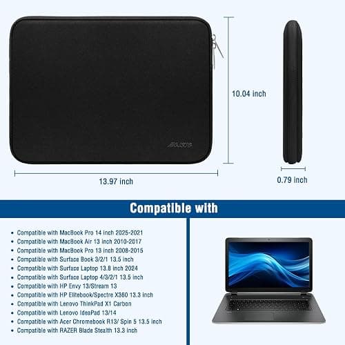 MOSISO Laptop Case 13.3 inch, 13-13.3 inch Laptop Sleeve with Small Case | Compatible with MacBook Air/Pro 13/Pro 14 M5 M4 M3 M2 M1, HP Dell ASUS Lenovo, Neoprene Computer Sleeve Bag, Black thumbnail 7