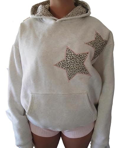 Chvity Womens Star Graphic Hoodies Oversized Y2k Leopard Print Hooded Sweatshirt Teen Girls Casual Cheetah Unisex Streetwear - Image 1