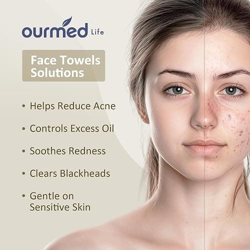 Ourmed Life Face Towels, Disposable Biodegradable Facial Towelettes for Sensitive Skin, Soft Lint-Free Face Cloths, Clean Dry Wipes for Washing Face, Skincare & Makeup Remover, 12"x10", 50 Count thumbnail 3