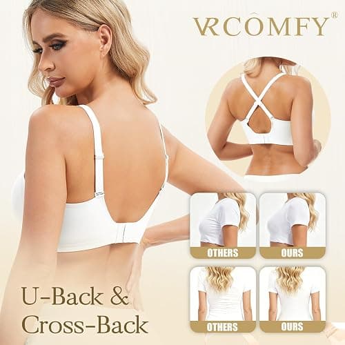 Jelly Wireless Bra Deep V Push Up Seamless T-Shirt Comfortable Plunge No Underwire Bras with Adjustable Straps Everyday Bras thumbnail 4