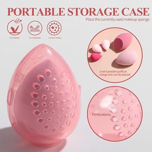 BS-MALL Makeup Brushes Premium Synthetic Foundation Powder Concealers Eye Shadows 18 Pcs Brush Set with 5 sponge & Holder Sponge Case (A-Pink) thumbnail 4