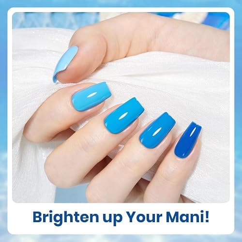 Beetles Blue Gel Polish Set, Ocean Range, 6 Colors Blue Gel Nail Polish Set | Light Dark Navy Blue Shades, Soak-Off UV LED, Long-Lasting Nails Art for Salon, Home DIY & Holiday Manicures thumbnail 3