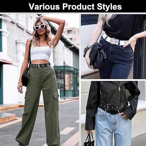 Aiuulu Studded Belt Kit, Y2k Alt Punk Emo Grunge with Grommet Bright Metal Belts for Women Men thumbnail 3