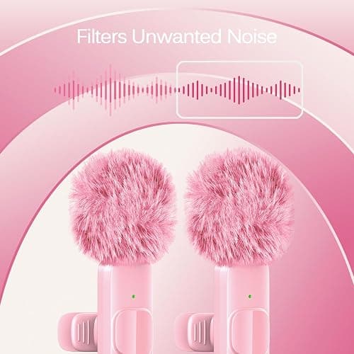 LIZHUZHONG Wireless Lavalier Lapel Microphone for iPhone, iPad, mini Video Recording Mic for Interview Video Podcast Vlog YouTube & Livestream, Noise Reduction, Plug & Play (Pink) thumbnail 4