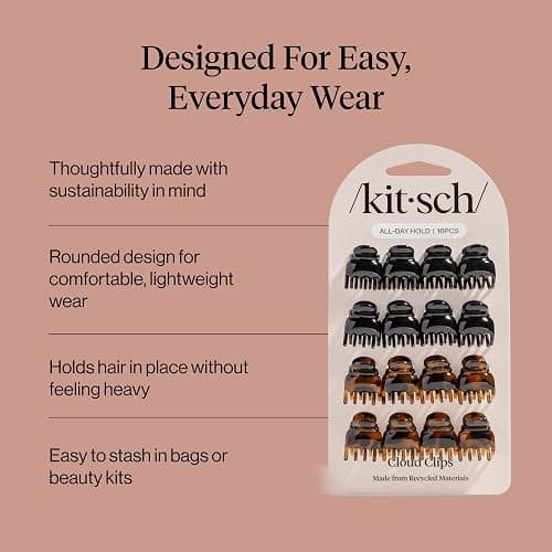 Kitsch Mini Hair Clips for Women - Black & Tortoise, 16 Pcs | Stylish Small Hair Clips for Bangs, Hair Sectioning – Stays In Place Without Pulling – Durable & Sturdy Plastic thumbnail 4