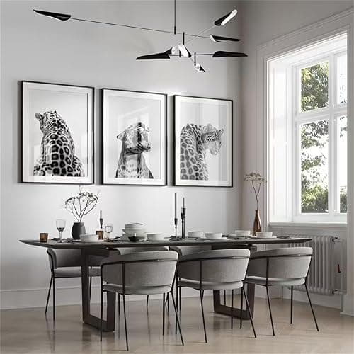 Meuzzvor Poster Set 3er Set Moderne Wandbilder Schwarz Weiß Leopard Poster für Schlafzimmer Esszimmer Wohnzimmer Deko Kunstdruck Leinwand Bilder Ohne Rahmen (30x40cm) thumbnail 2