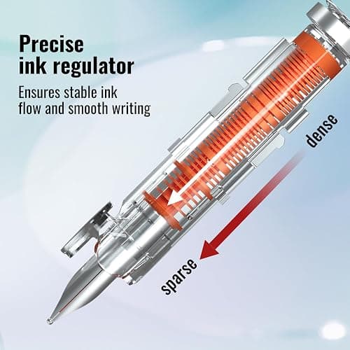 WRITECH Clictek Fountain Pen Retractable: Medium Nib Blue Ink Transparent Barrel Includes 5 Refillable Ink Cartridges, Smooth Writing No Leaking thumbnail 2