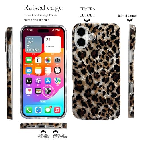 J.west Compatible with iPhone 16 Case,Luxury Sparkle Translucent Clear Vintage Leopard Print Soft Silicone Cover for Girls Women Protective Phone Case for iPhone 16 6.1 inch Cheetah thumbnail 5