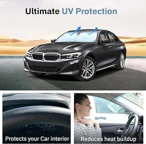 Autovir Windshield Sun Shade, Foldable Car Window Shades, 280T Visor Shade thumbnail 9