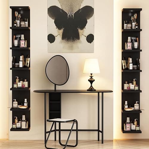 LitaEther Versatile 7 Tier Wall Shelf Unit,Black Lack Wall Shelf,Display Floating Shelf with LED Remote Control Light thumbnail 5