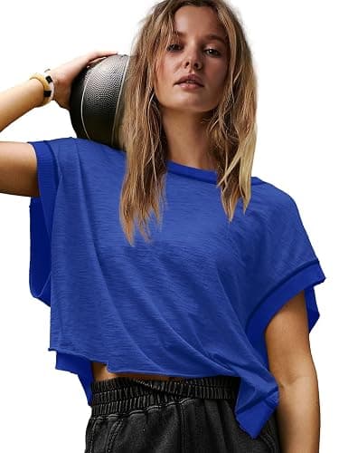 Panadila Womens Open Back Workout Top Oversized Workout T Shirts Backless Athletic Shirt Short Sleeve Baby Tee thumbnail 2