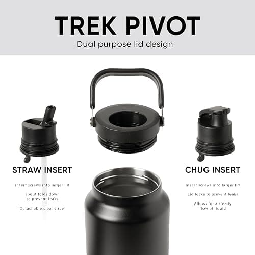 Simple Modern Trek Pivot | Half Gallon Water Bottle Jug with Handle & Boot | Interchangeable Straw & Chug Lids | Large Insulated Stainless Steel | Sports Camping Outdoors | 64oz, Blush thumbnail 2