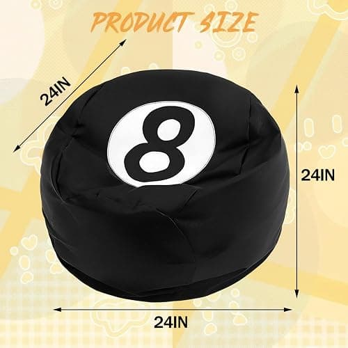 AceOrbit 8 Ball Bean Bag Chair Cover, Prize Gift Plush Toys Organizer, Black PU Leather 8 Ball Stuffed Animal Storage Bean Bag, Billiard Decor for Game Home Dorm Room Living Room (No Filling) thumbnail 3