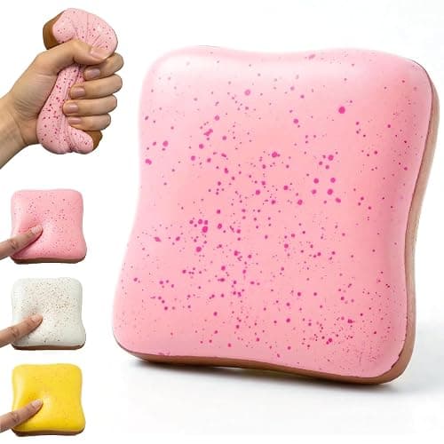 Slow Rising Squishy Butter Bread Squishy, Sensory Fidget Toys for Adults & Teens ADHD Anxiety Relief, Realistic Bread Squishy with Butter Scent, Fun Party Favors & Stocking Stuffers Gift (Pink) - Image 1