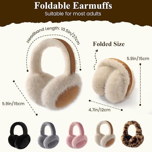 Clothirily EarMuffs for Women, Faux Fur Warm Ear Muffs for Winter, Foldable Winter Ear Covers, Fuzzy Ear Warmers for Women thumbnail 3