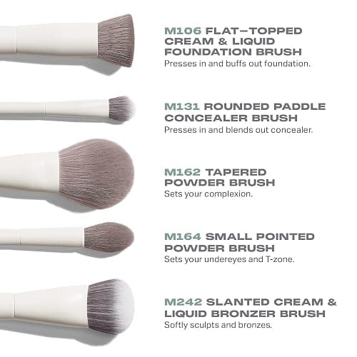 Morphe Portrait Mode 5 Piece Makeup Brush Set - Professional Makeup Brushes for Foundation, Concealer, Powder, Bronzer - Expertly Engineered Face Brush Kit for Smooth, Streak-Free Application (5 ct) thumbnail 5