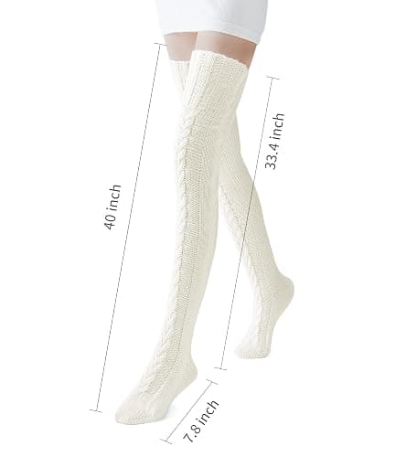 Pcavin Women's Thigh High Socks Over the Knee Cable Knit Boot Socks, Long Warm Fashion Leg Warmers Winter thumbnail 2