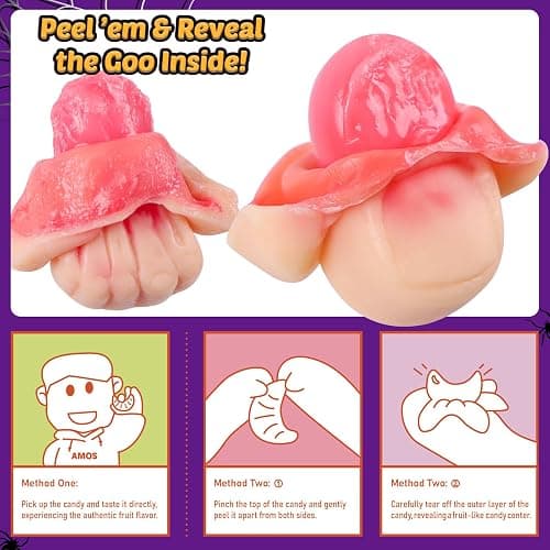 AMOS Peelerz Body Parts Gummies Candy – Fun 3D Gummy Anatomy Treats for Kids & Adults, Individually Wrapped Pieces, 240g (8.47oz) Bag thumbnail 6