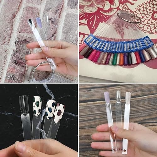 200Pcs Fan-shaped Nail Swatch Sticks,Clear Nail Color Swatches Display for Gel Polish, Nail Sample Practice Sticks,with Ring Holder for (Clear) thumbnail 8