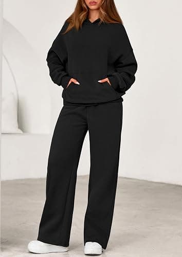 PRETTYGARDEN Womens Sweatuits 2 Piece Fall Clothing Matching Lounge Sets | Oversized Hoodies, Wide Leg Sweatpants, Pocket, Workout Sweat Sets, Casual Tracksuit, Comfy Airport Travel Fall Outfits thumbnail 2