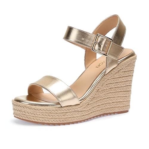 VICKI·VICKI Women's Platform Sandals Wedge Ankle Strap Open Toe Sandals thumbnail 7