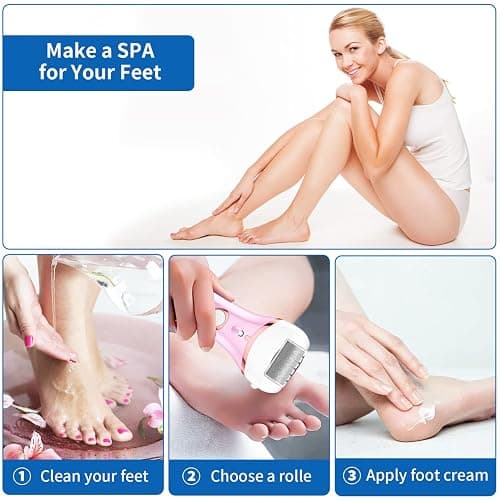 Electric Foot Callus Remover, Rechargeable Portable Electronic Foot File Pedicure Kits, Waterproof Foot Scrubber File, Professional Pedicure Tools, Foot Care for Dead Skin Ideal Gift, 3 Rollers thumbnail 5