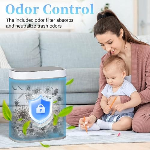 Ogikey Bathroom Small Trash Can with Automatic Touchless Lid, 2.6 Gallon Smart Garbage Can Narrow Waterproof Trash Bin for Bedroom, Office, Living Room thumbnail 4