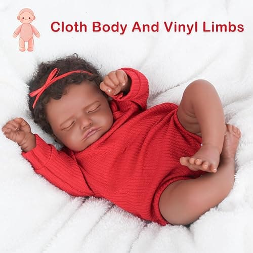CHAREX Realistic 18 Inch Reborn Baby Doll - African American Sleeping Newborn Handcrafted Lifelike Black Skin Perfect for Kids Aged 3 and Up with Accessories thumbnail 4