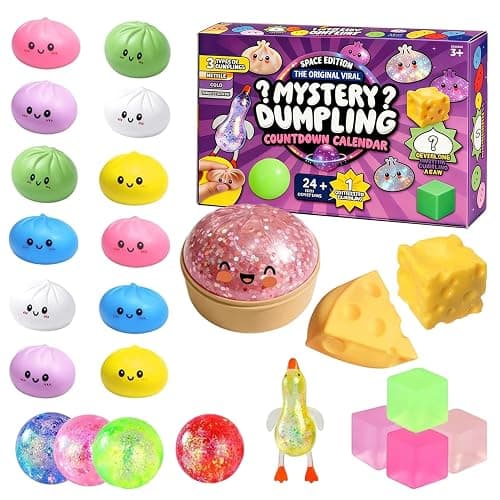 Fanskaty 24Pcs Dumpling Mystery Box,Dumplings Squeeze Stress Balls for Adults,Soft and Squeezable Stress-Relieving Dough, Birthday Gifts (24Pcs-B) - Image 1