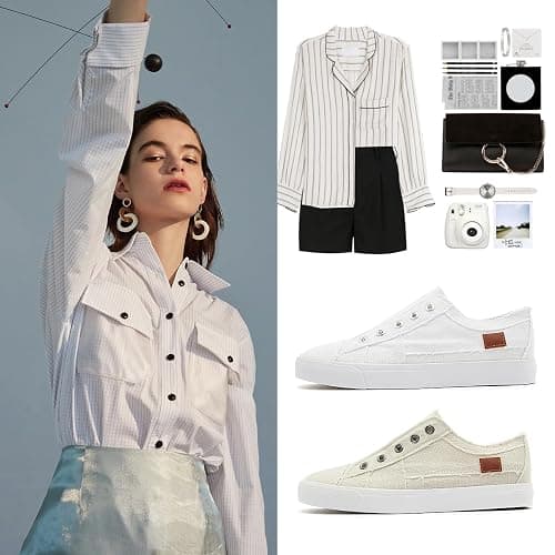 Women's Slip on Shoes Non Slip Fashion Canvas Sneakers Low Top Casual Shoes thumbnail 2
