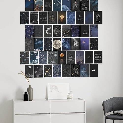 wall67 Astronomy Wall Collage Kit Aesthetic Pictures, Moon Stars Photo Collage Kit Dorm Room Decor for Teen Boy Girl, Moonlight Aesthetic Room Decor Photo Collection for Bedroom (50pcs 4x6 inch) thumbnail 5