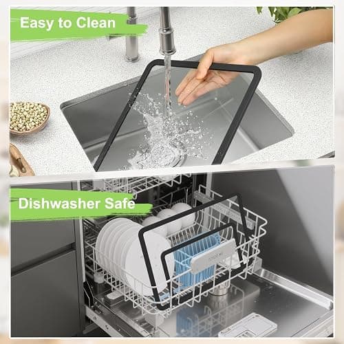 IDekooror Cutting Board, Tempered Glass Cutting Board for Kitchen Counter, 2Pcs Chopping Board Set with Non-Slip Silicone Edges, Heat Resistant, Dishwasher Safe, Kitchen Decoration thumbnail 6