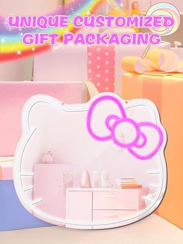 Anime Mirror Vanity, Neon Sign Stuff Room Decor, Neon LED Wall Mirror, Vanity Mirror with Remote for Makeup Mirrors, Bedroom, Teen Girl Children Gift for Birthday Christmas Halloween Thanksgiving thumbnail 3