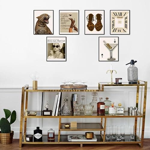 Mynotix Vintage Leopard Poster Set of 6, Trendy Cheetah Y2K Wall Art, Fashion Martini Wall Decor Preppy Girl Canvas Paintings Prints Artwork for Living Room Bedroom Dorm 8x10 inch Unframed thumbnail 8