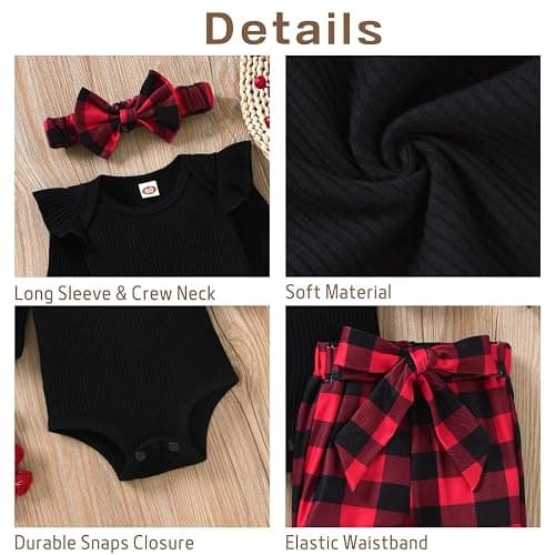 Aalizzwell Preemie Newborn Infant Baby Girls Clothes Ribbed Romper Bodysuit Pants Set Fall Winter Outfits thumbnail 4