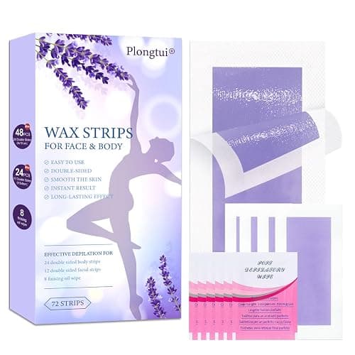 72PCS Wax Strips for Hair Removal, 48 Body & 24 Face Wax Strips with 8 calming Oil Wipes, At Home Waxing Kit for Women & Men - Body, Arms, Legs, Back, Bikini & Brazilian, Hypoallergenic All Skin Types thumbnail 8