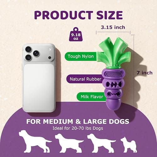 Frienhund Indestructible Dog Toys for Aggressive Chewers: Heavy Duty Milk-Flavored Chew Toy for Medium & Large Dogs 20–70 lb, Dental Teeth Cleaning, Long-Lasting Enrichment Toys(Purple) thumbnail 6