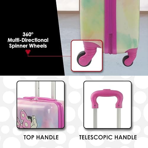 FUL Disney Minnie Mouse 21 Inch Kids Carry On Luggage, Hardshell Rolling Suitcase with Spinner Wheels, Pink thumbnail 7