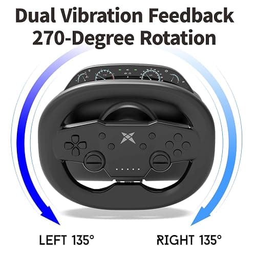 NBCP Wireless Gaming Steering Wheel – Bluetooth 5.0 Racing Wheel for Nintendo Switch (Mario Kart), PS4, PC & Android with Responsive Pedals thumbnail 7