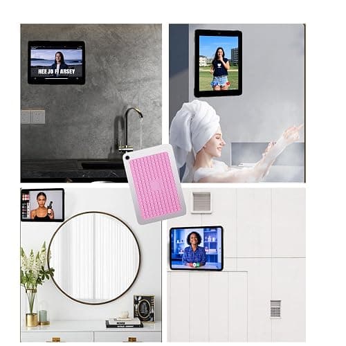 Rookii Silicon Tablet Stand with Suction Cup,Hands-Free Mirror Shower Phone Holder,Tiktok Videos and Selfies.for All iPad Size 5.4"*8.3" (Pink) thumbnail 5