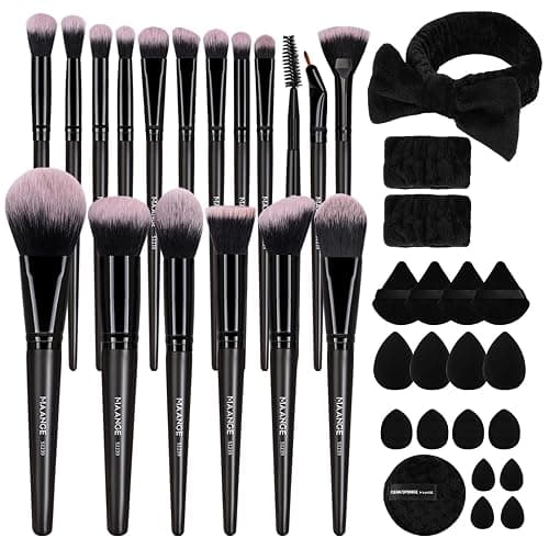 MAANGE Makeup Brush Set 38 Pcs Premium Synthetic Makeup Brushes For Foundation Powder Concealers Blush Eye shadows Make up Brushes Kits - Black - Image 1